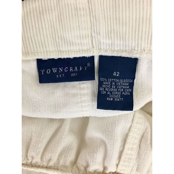 Vintage 80s Towncraft Corduroy Beach Surfer White Board Shorts Men's Size 42 - Picture 9 of 10